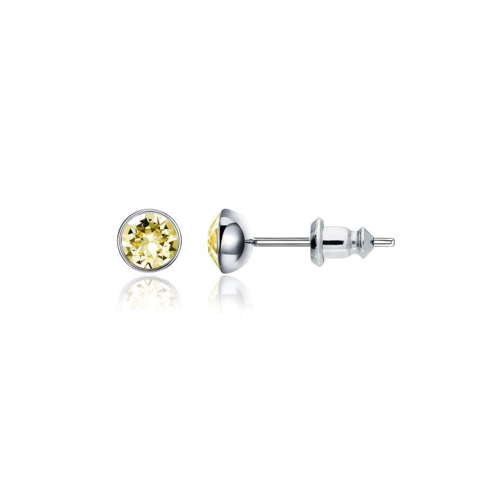 Signature Stud Earrings with 3 Sizes Carat Jonquil Swarovski Crystals Rhodium Plated