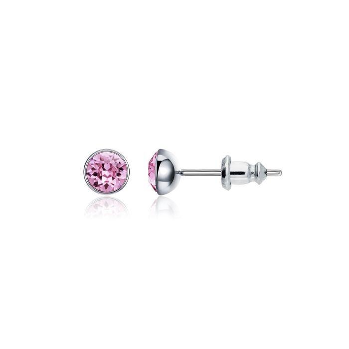 Signature Stud Earrings with 3 Sizes Crt Light Amethyst Swarovski Crystals Rhodium Plated