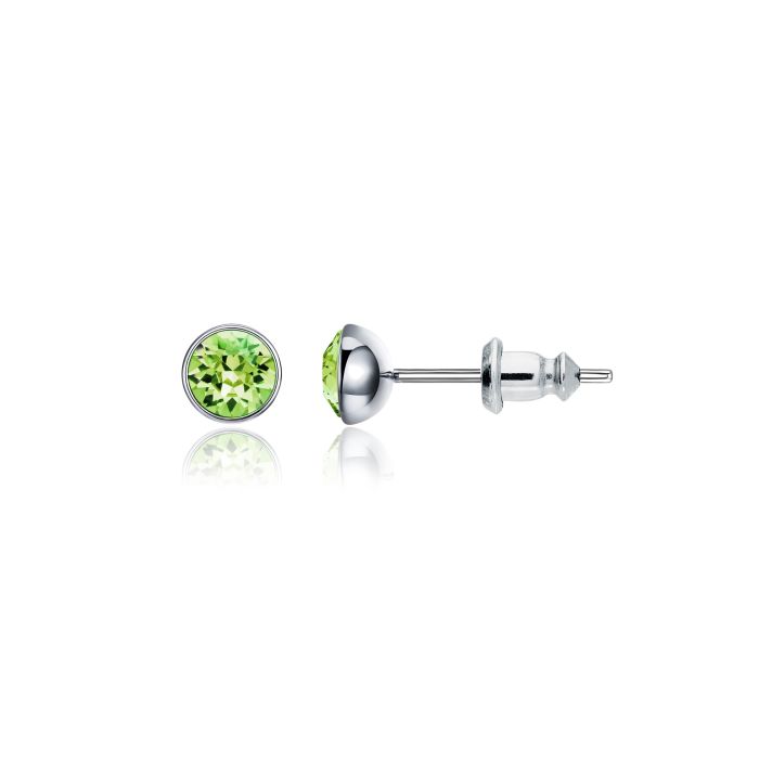 Signature Stud Earrings with 3 Sizes Carat Peridot Swarovski Crystals Rhodium Plated