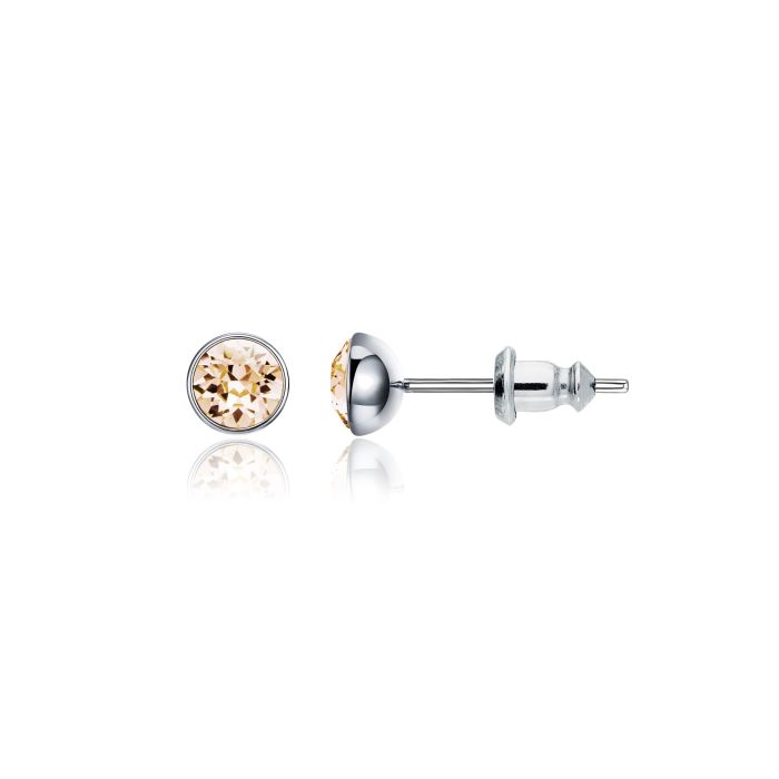 Signature Stud Earrings with 3 Sizes Carat Silk Swarovski Crystals Rhodium Plated