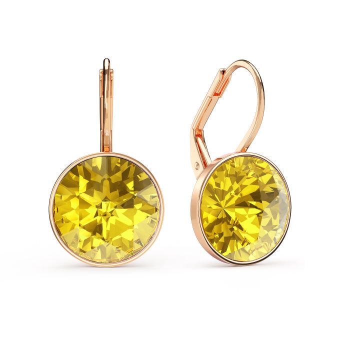 Bella Earrings 6 Carat Drop Earrings Light Topaz Crystals Rose Gold Plated