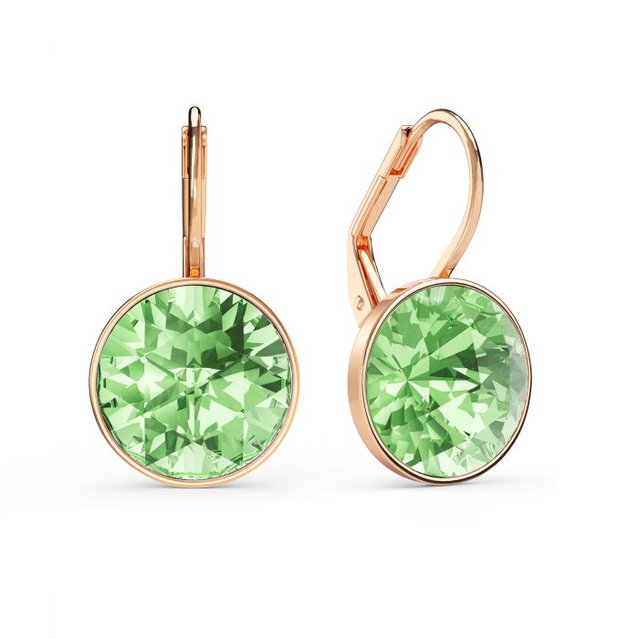 Bella Earrings 6 Carat Drop Earrings Peridot Crystals Rose Gold Plated