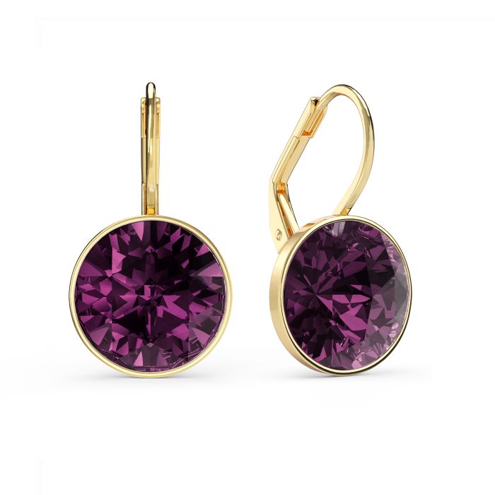 Bella Earrings 6 Carat Drop Earrings Amethyst Crystals Gold Plated