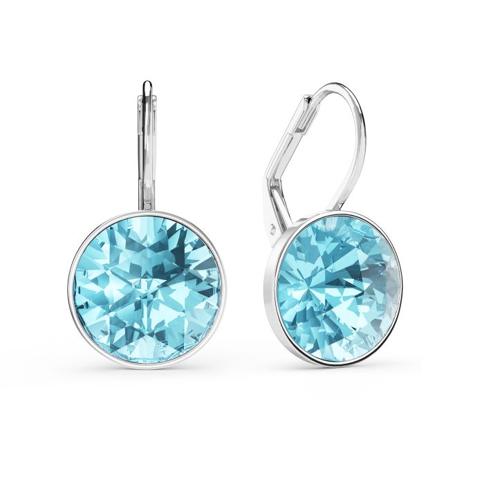 Bella Earrings 6 Carat Drop Earrings Aquamarine Crystals Rhodium Plated