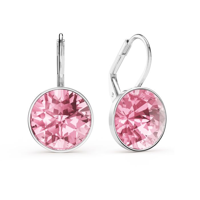 Bella Earrings 6 Carat Drop Earrings Light Rose Crystals Rhodium Plated