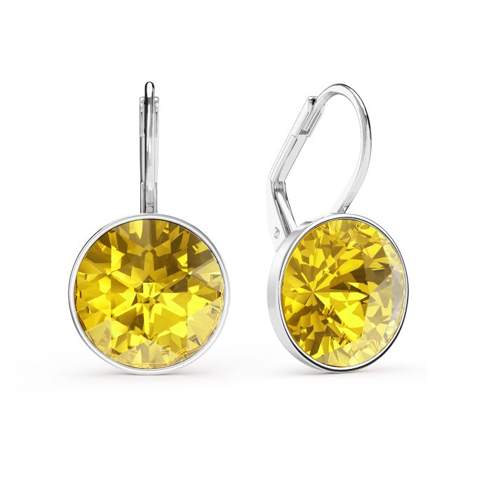 Bella Earrings 6 Carat Drop Earrings Light Topaz Crystals Rhodium Plated