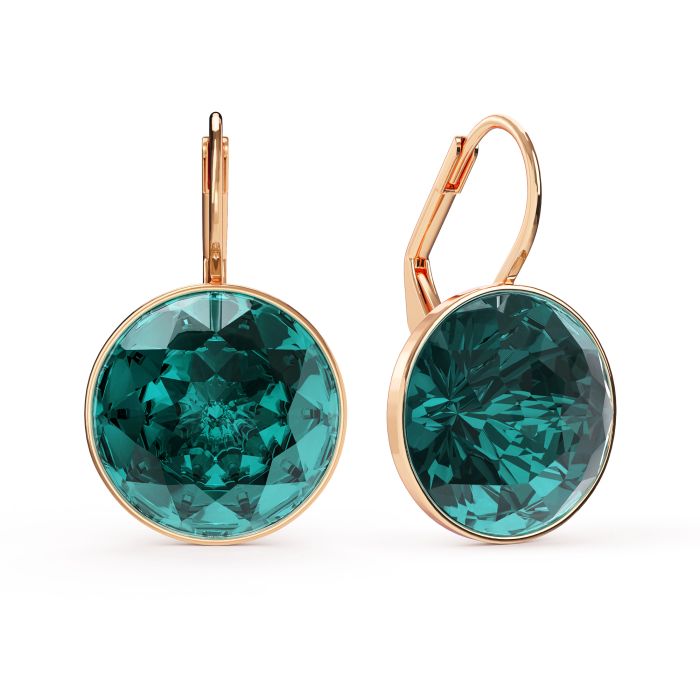 Bella Earrings 10 Carat Drop Earrings Blue Zircon Crystals Rose Gold Plated