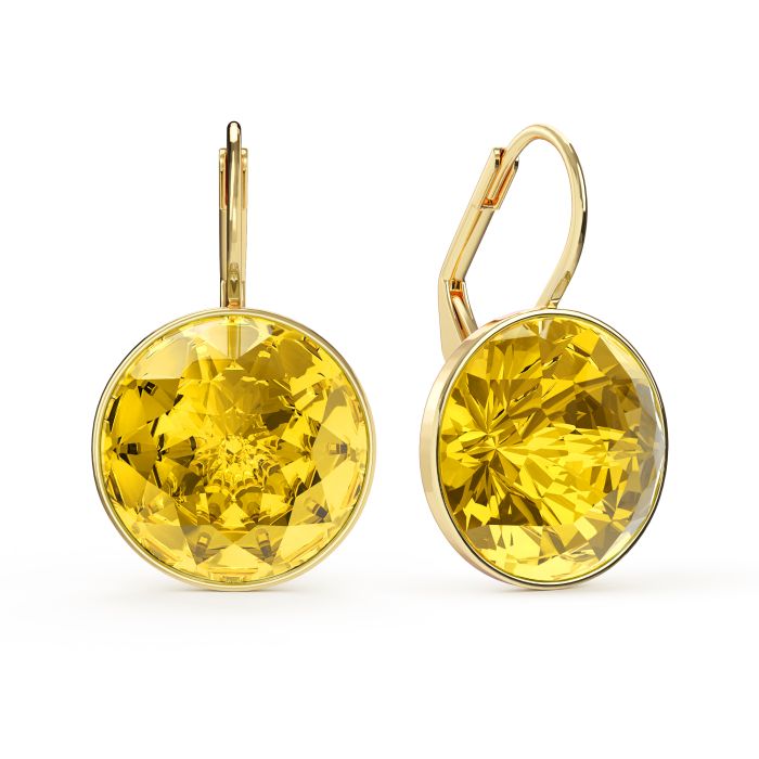 Bella Earrings 10 Carat Drop Earrings Light Topaz Crystals Gold Plated