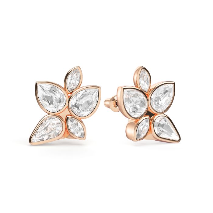 Edna Drop Mix Carrier Earrings Clear Rose Gold Plated