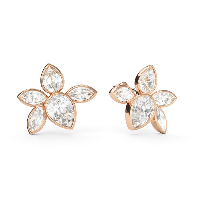 Selia Mix Statement Carrier Earrings Clear Rose Gold Plated
