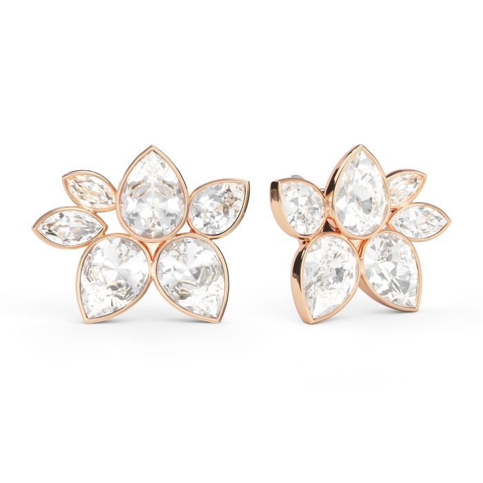 Robyn Mix Drop Carrier Earrings Clear Rose Gold Plated