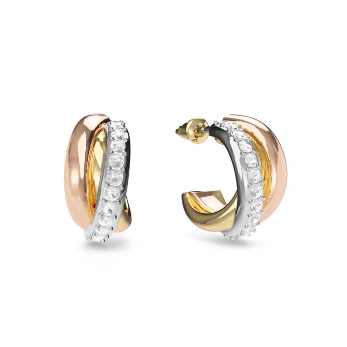 Trinity Brilliance Hoop Earrings Tri Gold Plated Clear