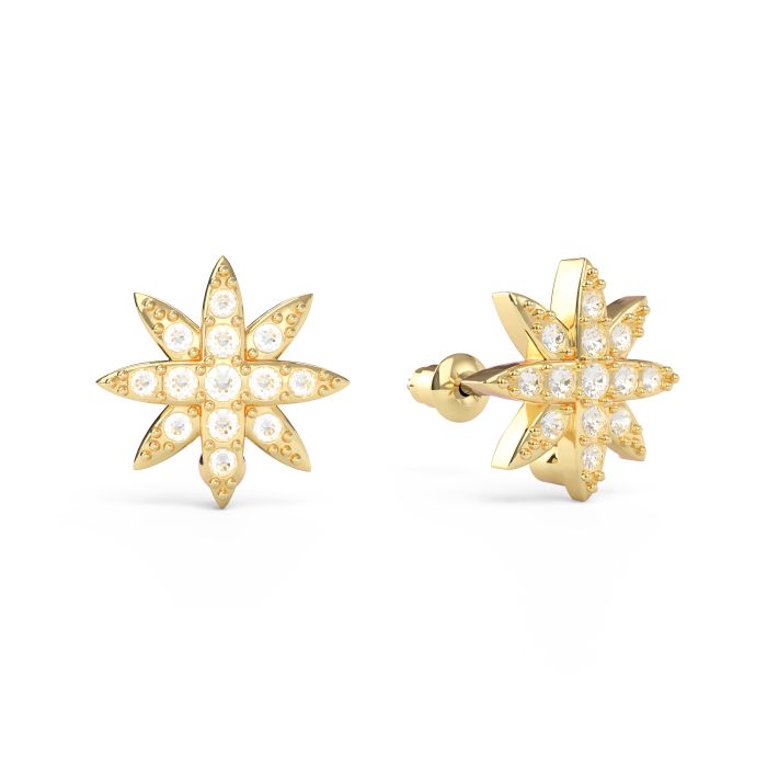 Polaris Star Mix Stud Earrings Clear Crystals Gold Plated