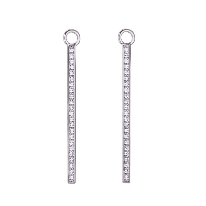 Vi Drop Bar Mix Hoop Earring Charms made with Clear Swarovski Crystals Rhodium Plated