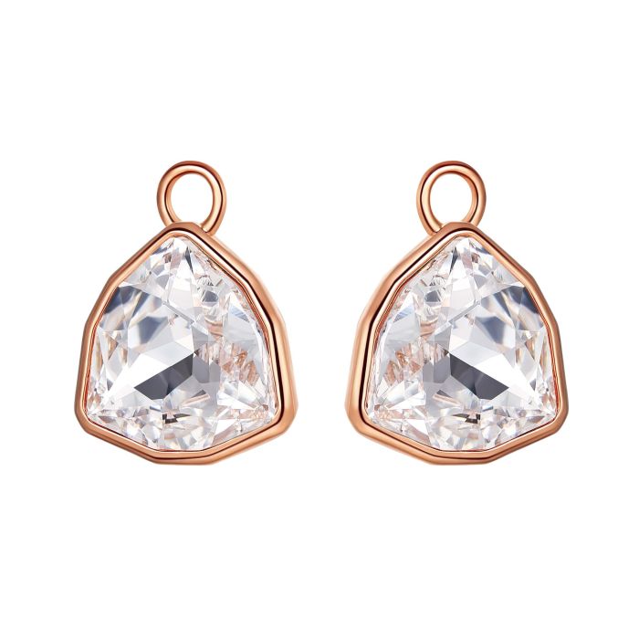 Trillion Statement Mix Hoop Earring Charms made with Clear Swarovski Crystals Rose Gold Plated