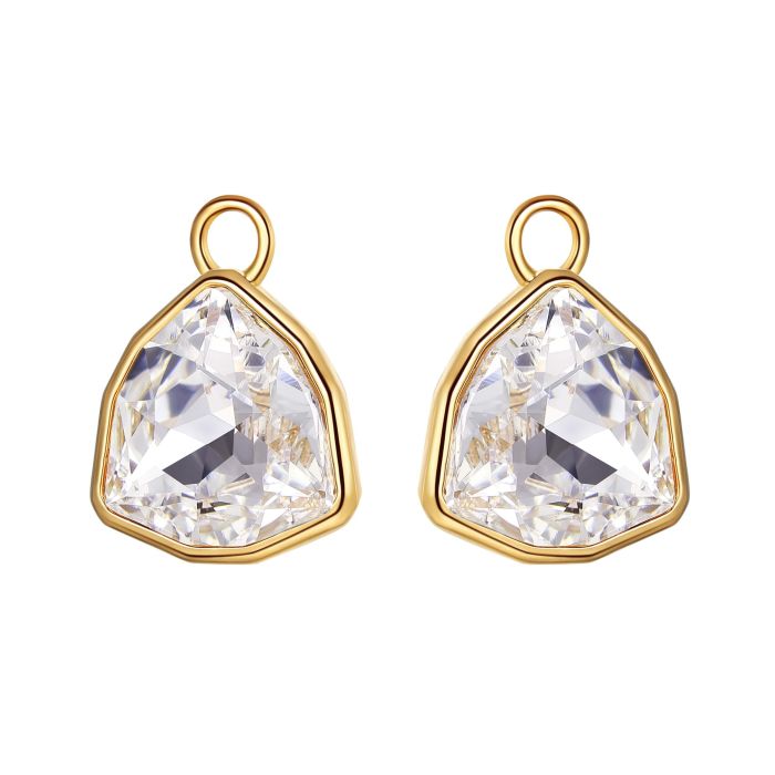 Trillion Statement Mix Hoop Earring Charms made with Clear Swarovski Crystals Gold Plated