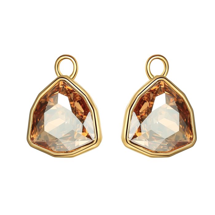 Trillion Statement Mix Hoop Earring Charms made with Crystal Golden Shadow Swarovski Crystals Gold Plated