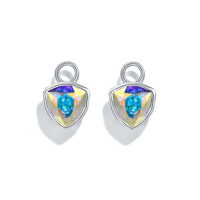 Trillion Mini Mix Charms with Crystal Aurore Boreale Swarovski Crystal Rhodium Plated