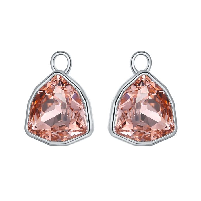 Trillion Statement Mix Hoop Earring Charms made with Vintage Rose Swarovski Crystals Rhodium Plated
