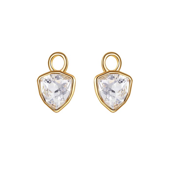 Trillion Mini Mix Charms with Clear Swarovski Crystal Gold Plated