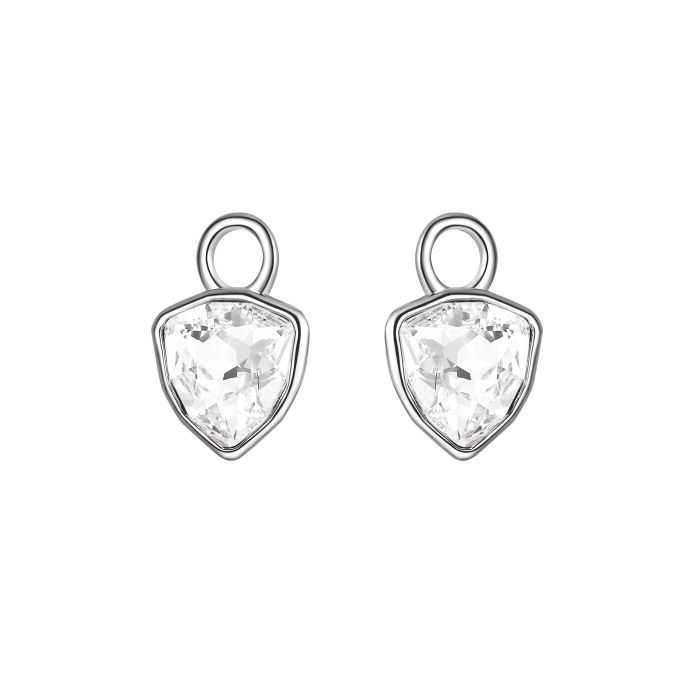 Trillion Mini Mix Charms with Clear Swarovski Crystal Rhodium Plated