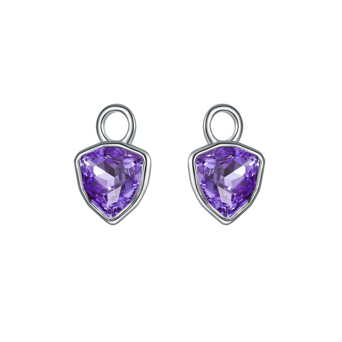 Trillion Mini Mix Charms with Tanzanite Swarovski Crystal Rhodium Plated