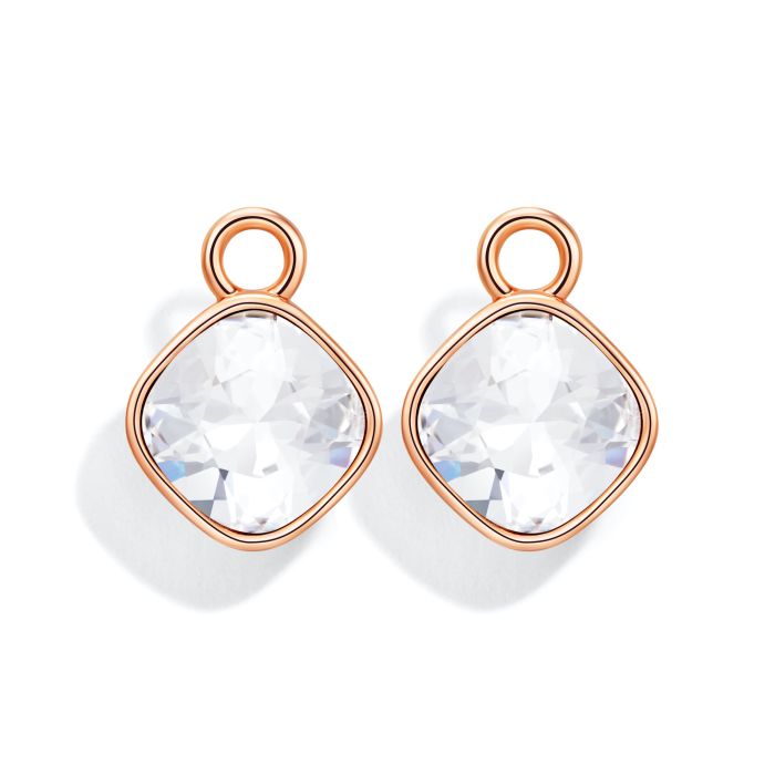 Cushion Mix Charms with Clear Swarovski Crystal Rose Gold Plated