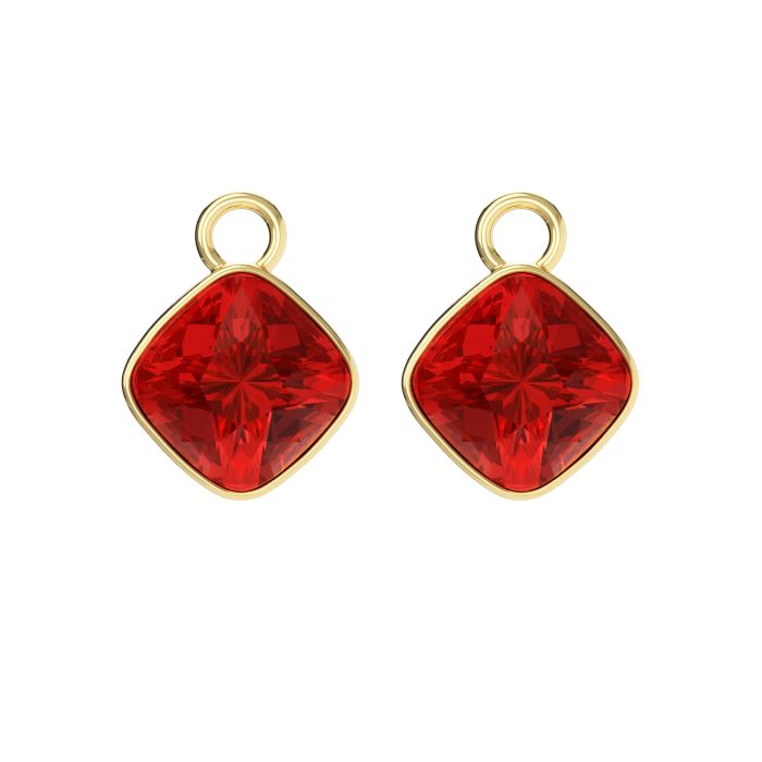 Cushion Mix Charms with Light Siam Swarovski Crystal Gold Plated
