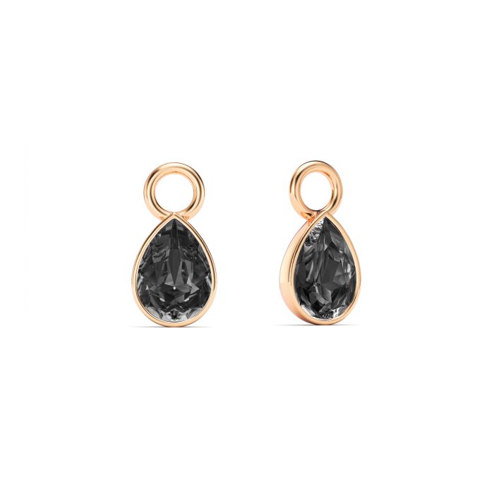 Petite Teardrop Mix Charms with Crystal Silver Night Crystals Rose Gold Plated