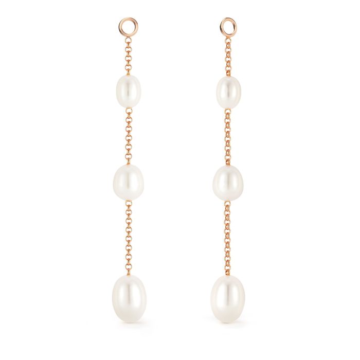 Triple Drop Freshwater Pearl Mix Charm Rose Gold Plated