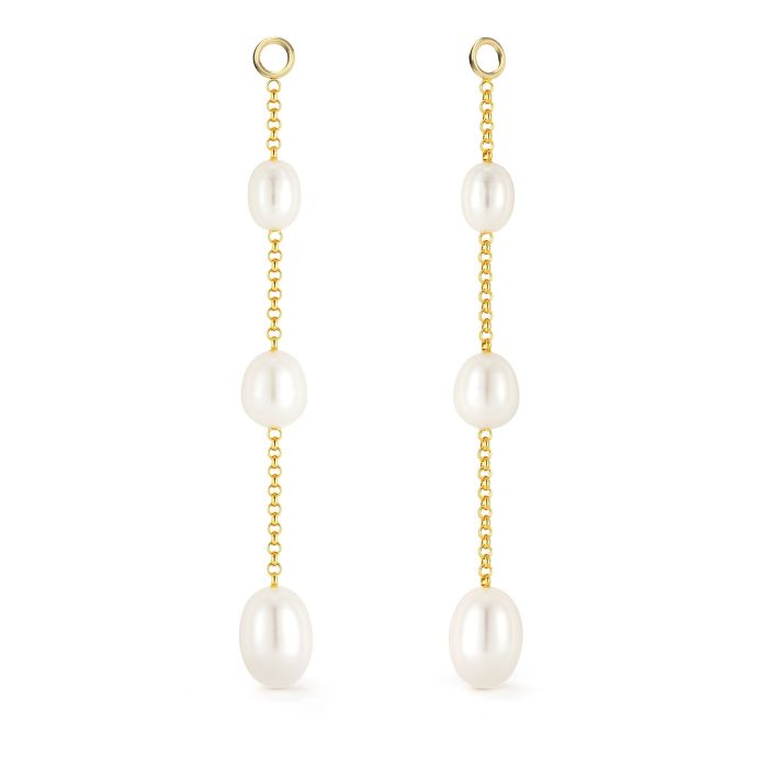 Triple Drop Freshwater Pearl Mix Charm Gold Plated