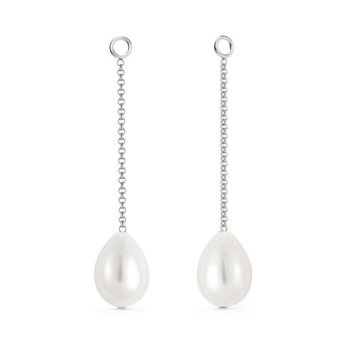 Single Drop Pear Freshwater Pearl Mix Charm Rhodium Plated