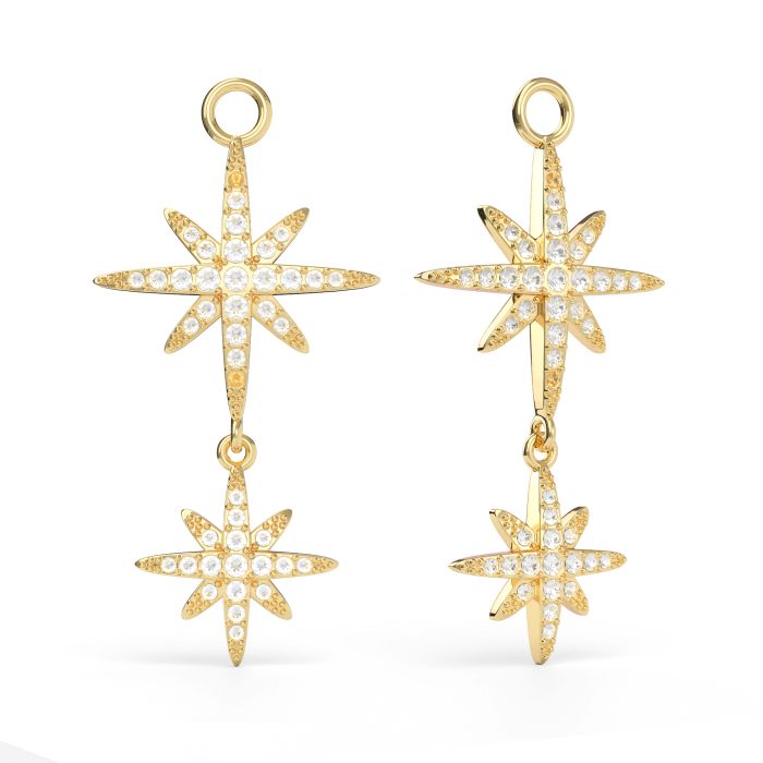 Polaris Statement Drop Star Mix Charms Clear Crystals Gold Plated