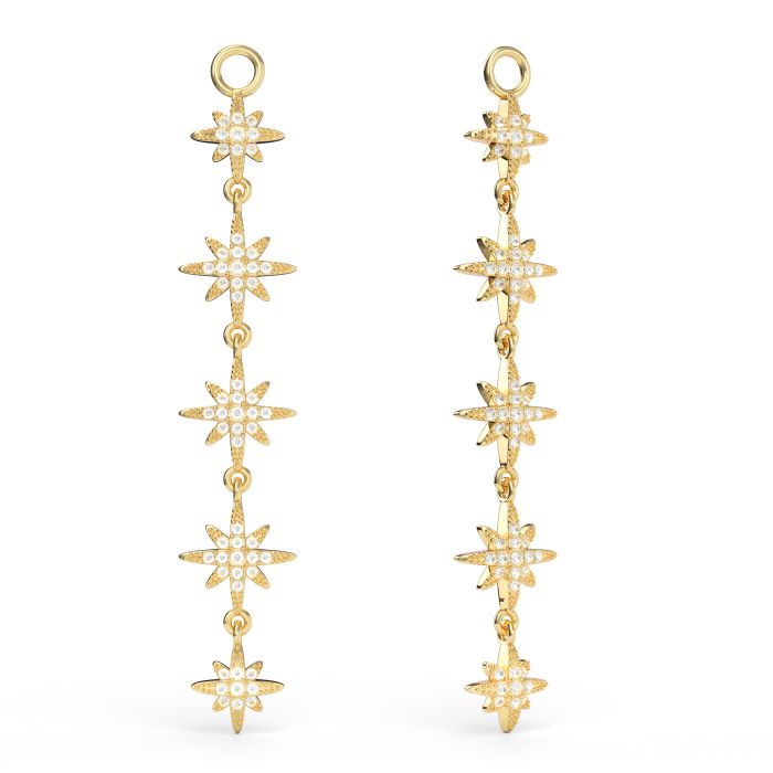 Polaris Deep Drop Star Mix Charms Clear Crystals Gold Plated