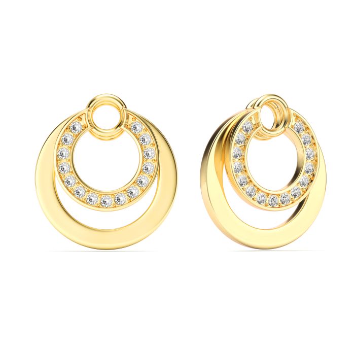 Circle Double Mix Charms Clear Crystal Gold Plated