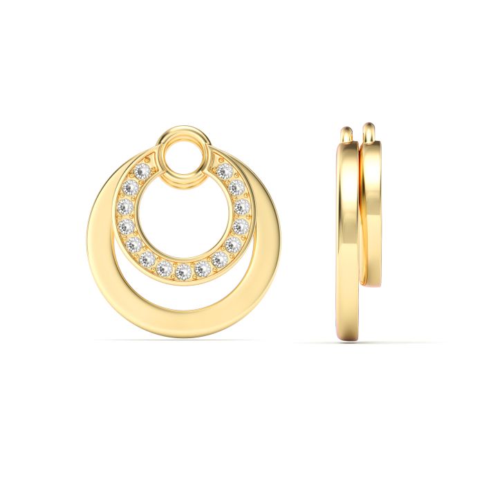 Circle Double Mix Charms Clear Crystal Gold Plated