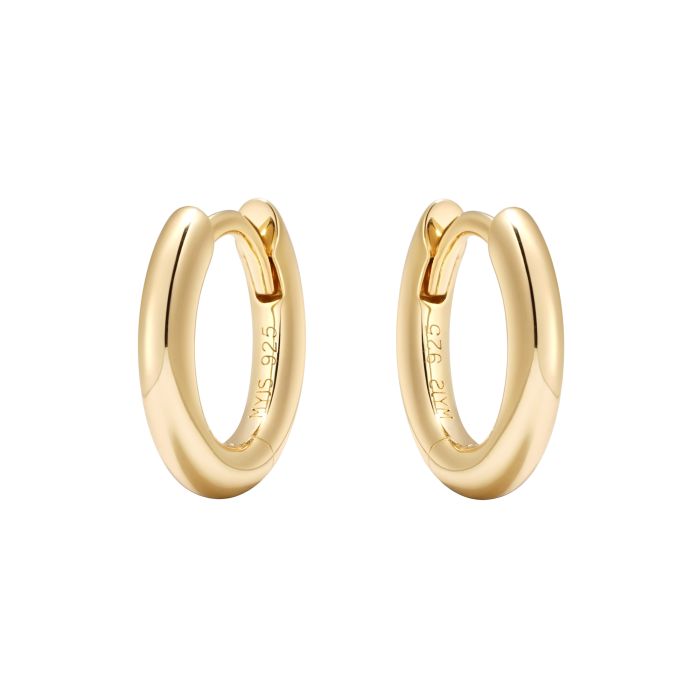 Minimal Mix Hoop Carrier Earrings in Sterling Silver Clear Gold Plated