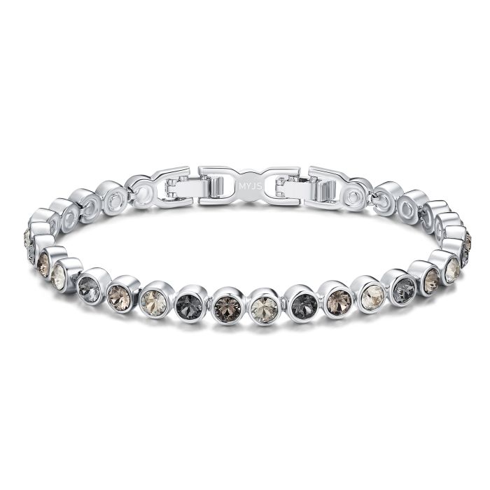 Tennis Bracelet with Crystal Silver Shade Swarovski Crystal Rhodium Plated