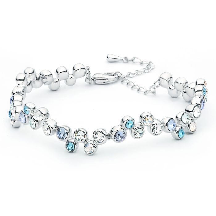 Fidelity Bracelet with Blue Swarovski Crystals Rhodium Plated