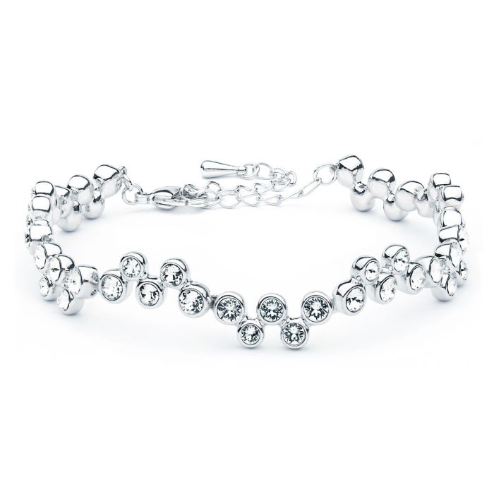 Fidelity Bracelet with Clear Swarovski Crystals Rhodium Plated