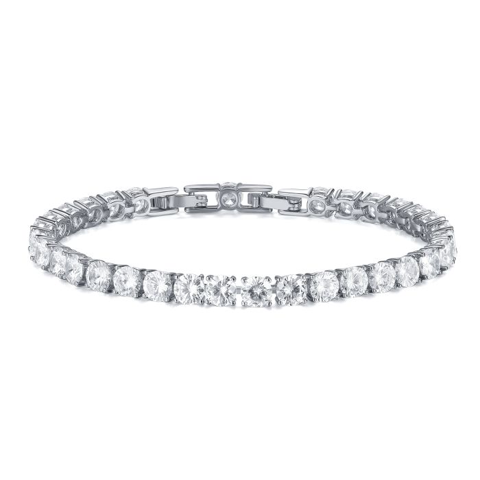 Jazz Tennis Bracelet with 5mm Clear Cubic Zirconia Bridal Rhodium Plated