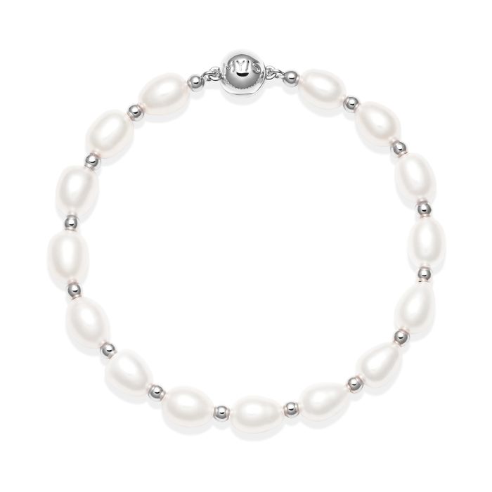 Cadence Freshwater Pearl Bracelet Rhodium Plated