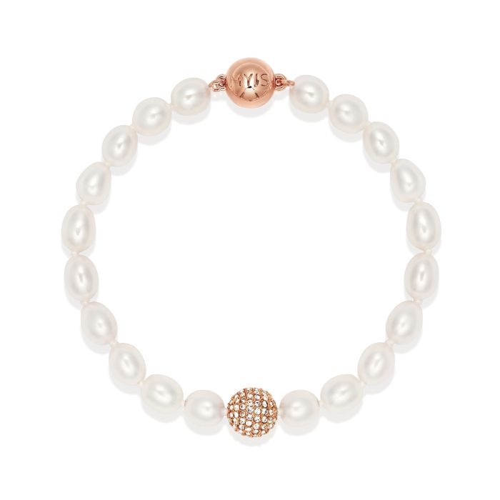 Serenity Freshwater Pearl Bracelet White Freshwater Pearl Rose Gold Plated