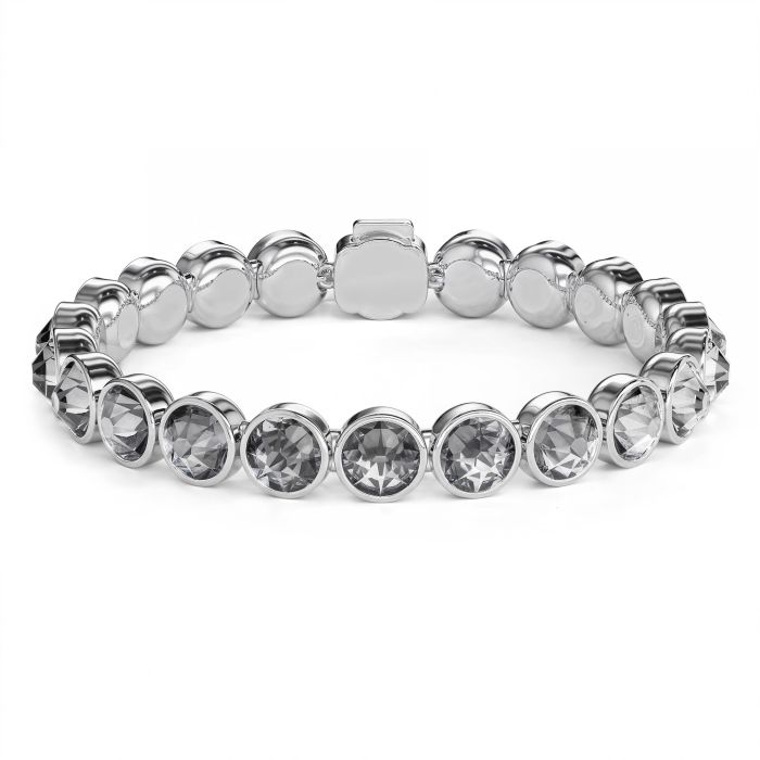 Statement Tennis Bracelet with Crystal Silver Night Crystals Rhodium Plated