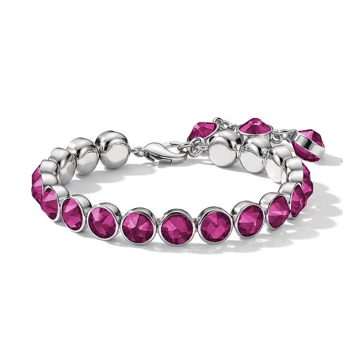 Signature Tennis Bracelet Fuchsia Rhodium Plated