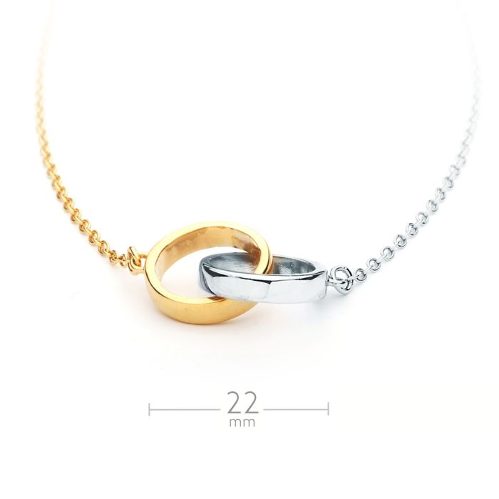 Interlocking Circles Necklace TWO TONE Plated Love Double Circle Pendant