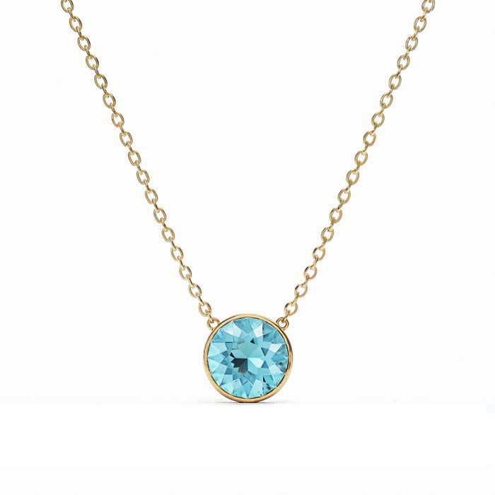 Bella 4 Carat Necklace Aquamarine Crystal Gold Plated