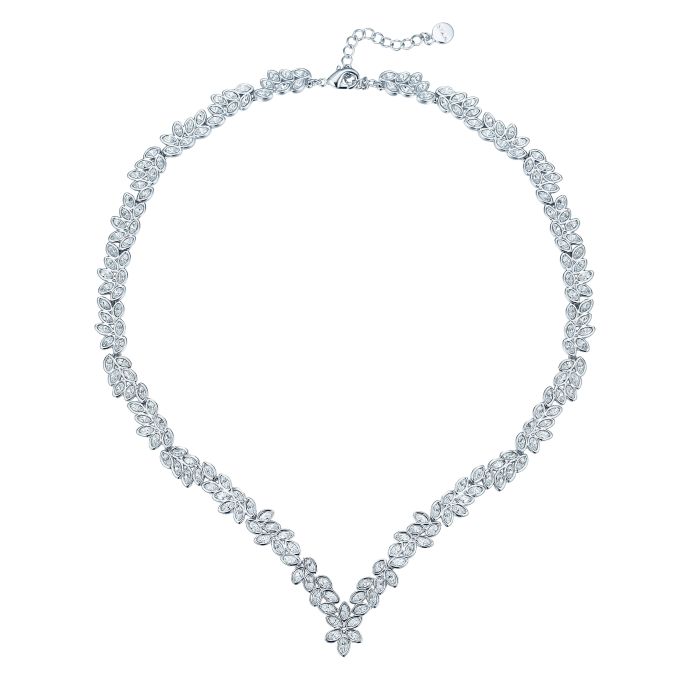 Enchanted V Necklace with Clear Swarovski Crystals Bridal