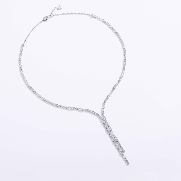 Alexis Deep Drop Statement Necklace with Clear Cubic Zirconia