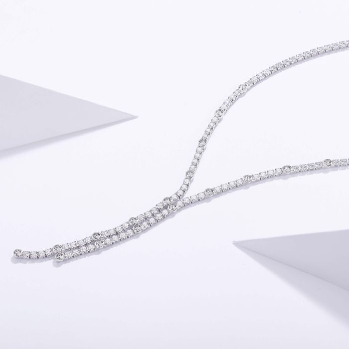 Alexis Deep Drop Statement Necklace with Clear Cubic Zirconia